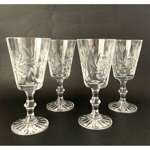 4 Pinwheel Crystal Wine Glasses Stems Goblets Vintage Barware Cocktail Glass